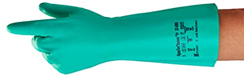 Solvex Ansell AlphaTec 37-695 Nitril-Handschuhe, Chemikalien-Schutz für Arbeiten in der Industrie, mit Chemikalien und Lebensmitteln, Arbeitshandschuhe Wiederverwendbar, Grün, Größe XL (12 Paar)