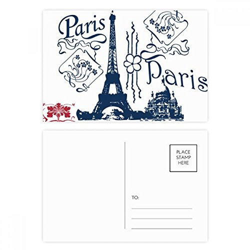 DIYthinker Eiffelturm Frankreich Paris Strichzeichnung Postkarten-Set Geburtstag dankt Karte Mailing Side 20pcs 5.7 Zoll x 3.8 Zoll Mehrfarbig