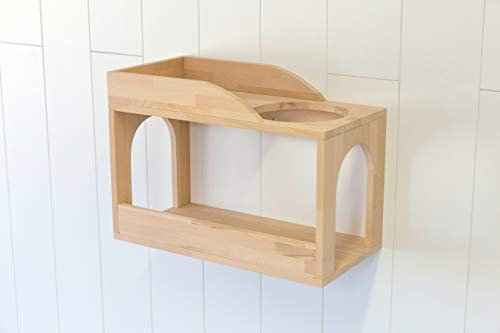 Jennys Tiershop Katzen Wandpark, Doppel-Schlafkasten Nr. 1 (17d), Katzenbaum / Kratzbaum für die Wand, Buche, weiß/ schwarz/ elfenbein / Klarlack/ anthrazit, 60 cm breit x 30 cm tief x 50 cm hoch
