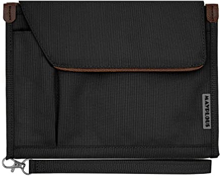 Mayplous A5 Conference Folder Business Organiser Bag Notepad Carrying Case Document Case A5 Portfolio Organiser (Jet Black)