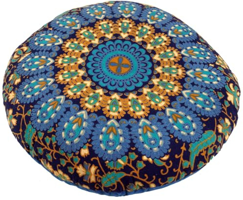 Flaches Mandala Meditationskissen, Yoga Kissen, Bodenkissen | Füllung aus recycelter Baumwolle, vielseitig einsetzbar, ideal für Yoga und Meditation, auch zum Entspannen.
