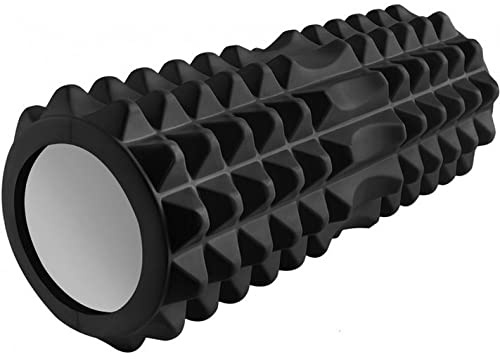 Rullo di Schiuma per Massaggio e Esercizi Crossfit Joga Pilates Foam Roller Posturale Massaggio Schiena 34 x 14 cm Nero