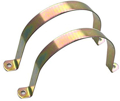 ZLYY 6inch Pipe Strap Clamp,Two Holes,Galvanized,U-Tube Strap Clamp,U Bracket Tube Clip,Secures Conduit（2Pcs,6inch,Brass tone, 185mmmm)