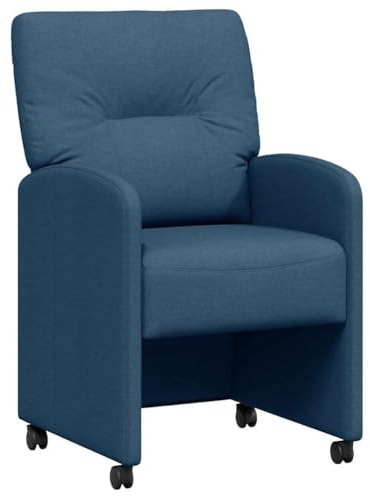 vidaXL Matstolar med hjul med hjul 2 pcs Blå 57 x 67 x 95 cm tyg, Justerbar matstol, ergonomisk, snygg möbel, kompakt, rullande, inomhus, mångsidig hemanvändning