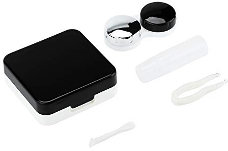 Uxsiya Mini Kontaktlinsenbehälter Tragbarer Kontaktlinsenbehälter für Kontaktlinsen und Reisen (schwarz), Schwarz, Modern