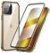 MIMGOAL 360 Grad Hülle für iPhone 13 Pro Max, Magnetische Adsorption Metallrahmen Ganzkörper Schutzhülle, Vorne hinten Gehärtetes Glas Transparent Full Case Dünn Handyhülle, Gold