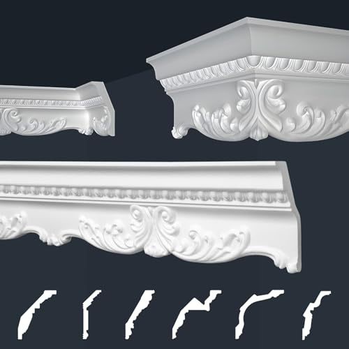 Marbet Deckenleisten weiß Sparpaket aus Styropor EPS - Stuckleisten gemustert, im traditionellen Design - (2 Meter B-36) Zierleiste Eckleiste Eckprofile Stuck