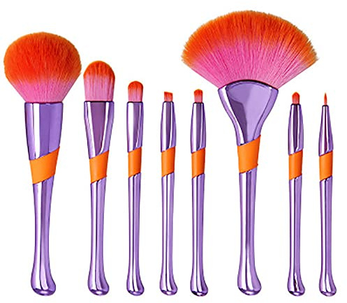 Makeupborstset ny ros baseboll flicka sminkborste high-end skönhetsverktyg sminkborstar unik sminkborste set ny ros baseball flicka sminkborste avancerade skönhetsverktyg ((lila + orange huvud med lila botten) + borstpaket)