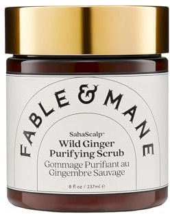 Fable & Mane SahaScalp Wild Ginger Purifying Scrub, For a Flaky, Itchy or Dry Scalp. Gentle Exfoliating Cleansing Detox Treatment (237ml)