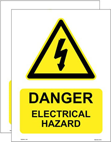 Haobase 2 Pcs Danger - Electrical Hazard Sign Stickers - Self Adhesive Vinyl (20cm x 15cm)