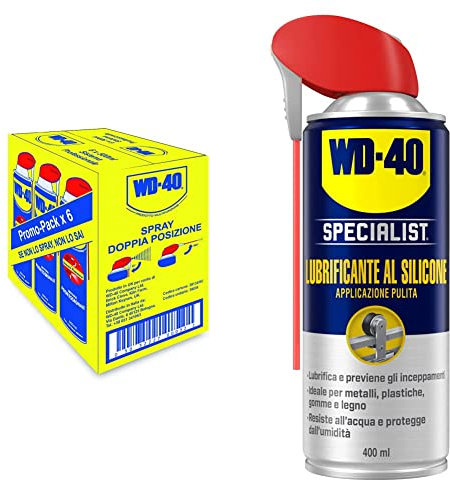 WD-40 Prodotto Multifunzione Lubrificante Spray con Sistema Professionale Doppia Posizione & Specialist Lubrificante al Silicone Spray Applicazione Pulita con Sistema Doppia Posizione 400 ml