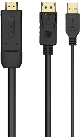AISENS CABLE CONVERSOR A122-0641 DISPLAYPORT MACHO HDMI MACHO USB MACHO 10CM + 1.8M NEGRO