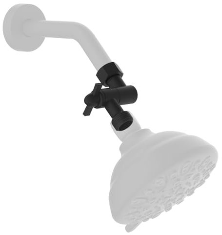 Hibbent All Metal Shower Head Elbow Adapter, 360 ° Adjustable Swivel Brass Shower Head Adapter, Stainless Steel Shower Arm Extension for Fixed and Rain Showerhead, Wall Mounted, Matte Black