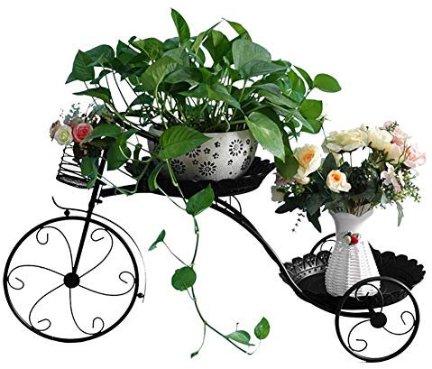 FLBT Pflanzenständer Blumentopfhalter Blumenständer Balkon Metall Fahrrad Pflanzenständer Innen- und Außen Blumenwagen Rack Display, 2 Größen Flower Rank