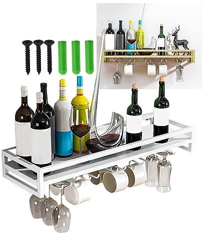 LIGUOYI Weinglashalter Schwarz/Gold/Weiß, Weinglashalterung Hangend Platzsparend Gläserhalter Leicht Zu Montieren Multifunktional Weinregale Gläserhalterung, Für Hausbar Küche Bar Restaurant