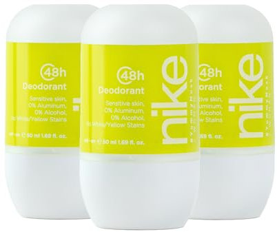 NIKE - Yummy Musk Pack de 3 x 50 ml, Desodorante Mujer Roll-On, Desodorante Antimanchas para Piel Sensible, 0% Alcohol y 0% Sales de Aluminio, de Larga DuraciónPerfume Floral Afrutada