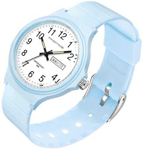 Damen Uhren Wasserdicht Minimalistisch Blau Armbanduhr Unisex Sportuhren für Uhr Frauen Mädchen Studenten Einfache Stil Analoge Quarzuhr Leicht Ablesbares Zifferblatt