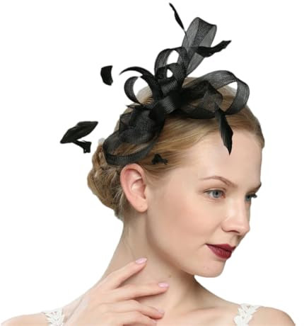 Niiyyjj Fascinators for Women Elegant Fascinator Hats Millinery Fascynator Derby Hüte Beerdigung Kirche Hut, Schwarz , Einheitsgröße