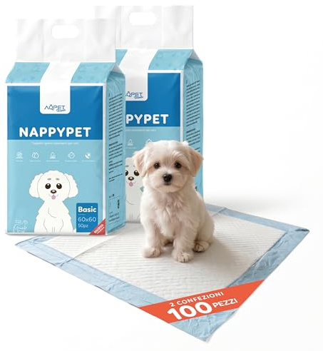 AQPET Tappetini igienici assorbenti Traverse per Animali Domestici Cuccioli Pannolini per Cane, 60x60 cm, 100 Pezzi