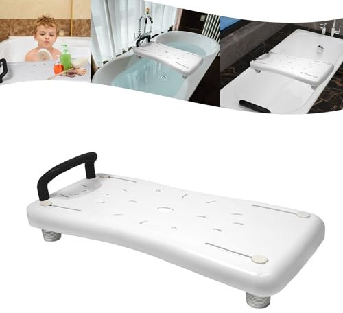 YARDIN Tavola da bagno per anziani con manico nero e ripiano per sapone, sedile regolabile in materiale PP, per vasca da bagno per adulti fino a 150 kg, 70 x 31 cm