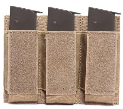 HOUSON Taktische Magazintasche, Triple Pistol Magazintasche MOLLE Mag Pouch Magazinbeutel Jagd Magazin Tasche Doppel Molle Beutel für 1911 G1ock 9mm Magazin Khaki