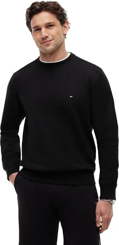 Tommy Hilfiger Sweat Homme Essential Fleece Crew Neck Regular Fit, Noir (Black), L