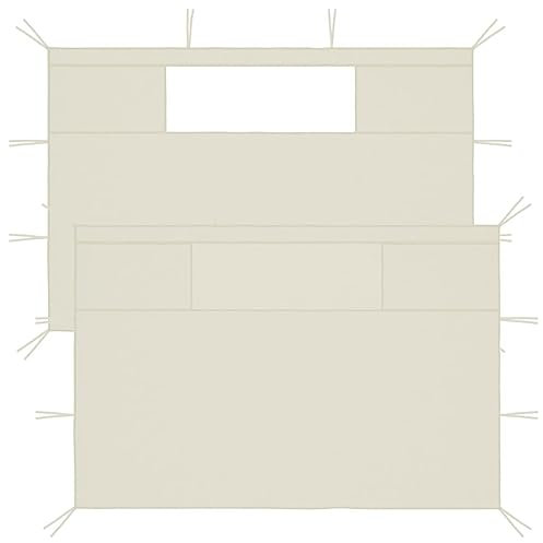 Homgoday Pavillon-Seitenwände mit Fenstern 2 STK. Creme Rasen, Garten Model3070417