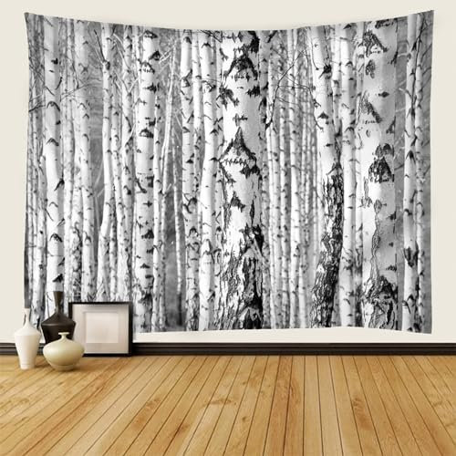 Mesnt Wandteppich Wald, Weißer Pappelbaumstamm Wandteppiche für Wohnzimmer Schlafzimmer, Wohnkultur, 210x140cm