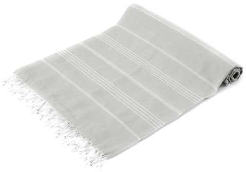 Asciugamano da hammam in cotone turco, telo da spiaggia XL, asciugatura rapida, leggero, telo da picnic e sauna, morbido e assorbente - 200x220 cm, Grigio chiaro