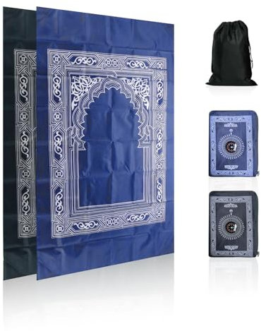 HDGSAFD 2 mantas de oración para mujer, 1 bolsa con cordón, manta de oración de viaje, alfombra de oración con brújula, alfombra de oración portátil