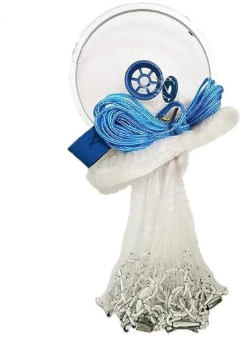 Lawaia Fischernetz Wurfnetz Zum Fischen Fischernetz Cast Net Angelnetz Handwurf Fishnets Fischreuse Angelnetz American Style Aus Nylon Fische Angeln Größe 1.8m-7.2m (Höhe/Radius 1.8m)