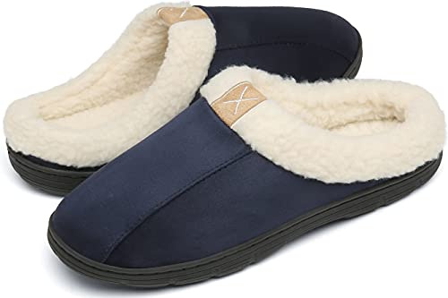 DAFENP Pantofole Uomo Invernali Memory Foam Calde Ciabatte Chiuse Antiscivolo Slipper Scarpe Casa Interno Esterno XZ1016-DarkBlue3-EU42/43