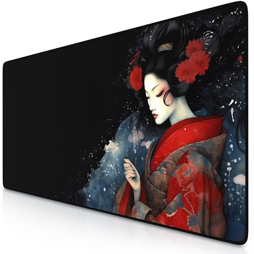 TITANWOLF - XXL Speed Gaming Mauspad 900 x 400mm - XXL Mousepad - Tischunterlage Large Size - verbessert Präzision und Geschwindigkeit - Geisha 2