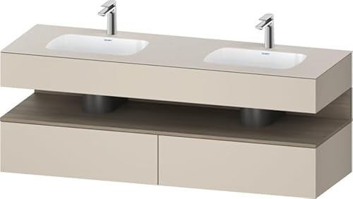 Duravit Qatego lavabo encastré avec meuble sous-lavabo en console, 1600x550x600mm, niche chêne terra, lavabo double, QA4797035830010, Couleur: Taupe