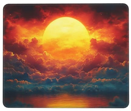Gtohoo Gelber Sonnenuntergang Mauspad Klein 400 x 300 x 3 mm Gaming Mauspad, Office Computer Mauspad mit Wasserdicht Anti-Rutsch-Gummiboden, Leichte Gleitung, Vernähte Kanten mit Motiv