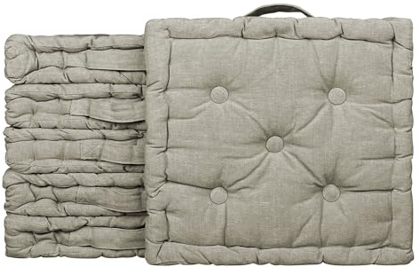 IlGruppone 6 Pezzi Cuscini Sedia Quadrati Alti Mattonella Trapuntati Cuscino da Pavimento con Maniglia 40x40 Cm Altezza 6 Cm Cuscino Spesso Cucina Interno Esterno Coprisedia - Tortora