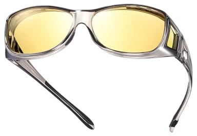 TINHAO Lunettes de conduite de nuit anti-reflets pour homme et femme, lunettes polarisées pour vision nocturne, Monture grise/lentille de vision nocturne, Taille unique