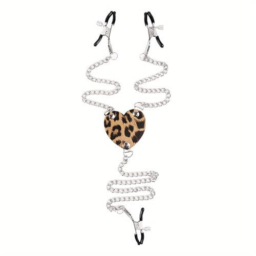 Pinzas Pezones Eróticos para Mujeres Pinza Ajustable para Clitoris Pinzas para Pezón con Cadena Juguetes Sexuales BDSM Extremo Pinzas Parejas Adultas para Pezones (Brown)