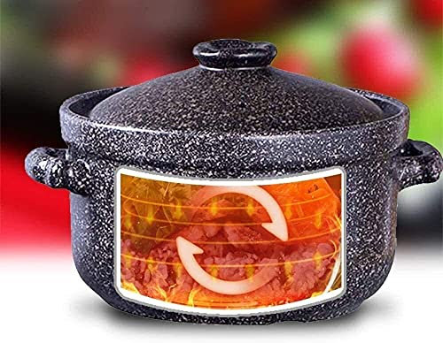 JHHNCVBC Cacerola de Barro para cocinar, vitrocerámica, Placa de inducción con Tapa, cazuela para estofado, Horno, Cacerola, Sopa, cazuela para cocinar a Alta Temperatura
