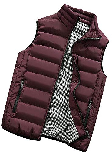 OBiQuzz Cappotto invernale da uomo in cotone imbottito gilet caldo con cappuccio spesso gilet giacca da apicoltore, Vino, S