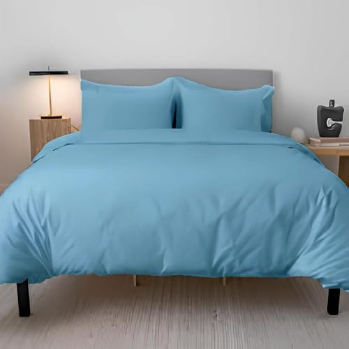 EverSoft Bedding 4pcs 100% Egyptian Cotton Double Size Duvet Cover with Fitted Sheet & 2x Matching Pillowcase Luxury 400 Thread Count Double Bed Duvet Cover Set