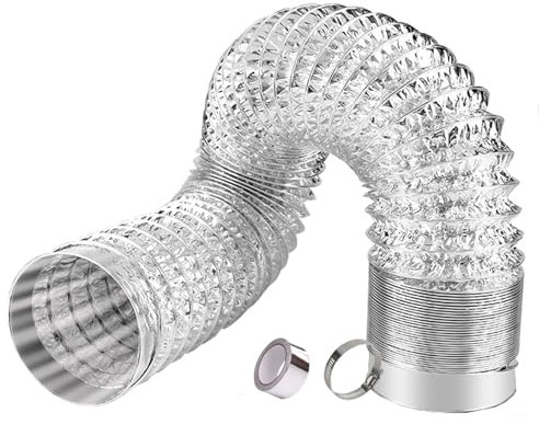 ZoRHac Manguera de ventilación Flexible de Aluminio for Secadora de Ropa, sin Aislamiento, for Extractor de Aire, Secadora, Campana extractora, Cocina y baño.(1.5m,80mm)