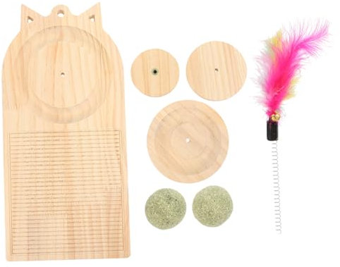 IMIKEYA Interaktives Katzenkratzbrett Aus Holz Mit Spielkugeln Für Katzen Fördert Bewegung Und Schärft Krallen Spielzeug Für Kitten Und Katzen
