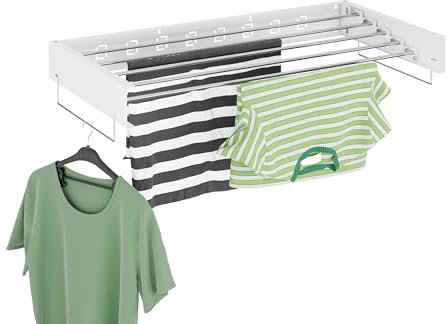 Relaxdays Wäscheständer Wandmontage, klappbar, HBT: 15 x 100 x 50,5 cm, Innenbereich, platzsparender Wandtrockner, weiß