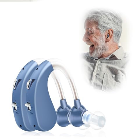 Britzgo Appareil rechargeable, conception derrière l'oreille, 7g，40 heures d'autonomie, suppression du bruit, livret d'instructions en français inclus (1204-bleu-double)
