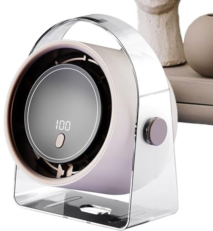 Desk Fan - Small Desk Fan | Desktop With Battery Operated | USB-C Quiet Air Circulator | Rechargeable Desktop Leafless Air Ventilator | Workplace Travel Dorm Camping Beach Car Outdoor