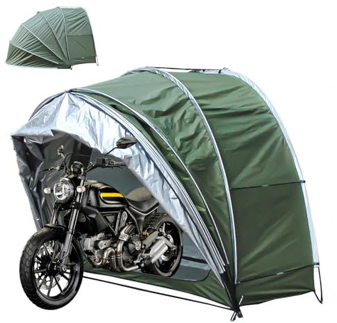 Fxiaobin Garage Moto per Esterno Appeso 2 in 1 Box Moto Proteggi da Vento,Pioggia,Neve,Polvere Capanno da Giardino Casetta da Giardino,Green