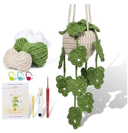 LCKKJHG Crochet Set Crochet Hanging Plant Kit for Beginners with Instruction Tutorial Cotton Knitting Yarn Thread Needles Hooks Knit Tool Set(Type5)