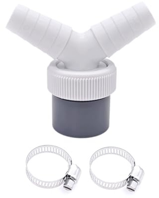 JZK Connettore per tubo di scarico 2 a 1 per lavastoviglie e lavatrice, adattatore di collegamento per tubo di scarico a Y a 2 vie, per lavatrice e condensatore asciugatrice