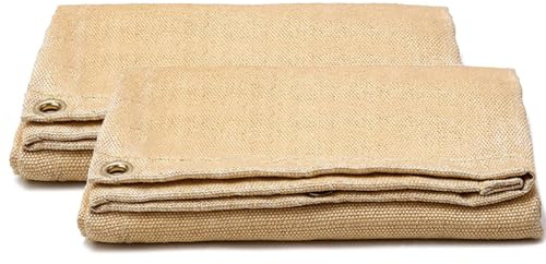 TOOSOAR 2 piezas Manta de Soldadura,Resistente al Calor Hasta 550°C con Ojales,para Industria,Camping,Barbacoa,120 x180cm